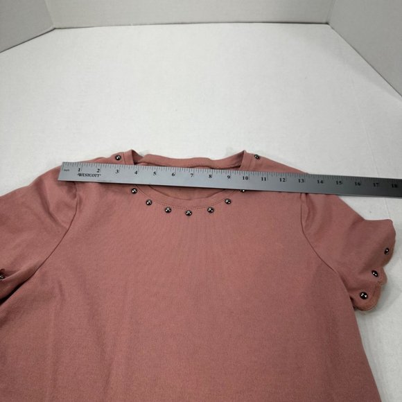 Kate Spade New York Women's Size Small Short Sleeve Top Studded Brown Preowned - Picture 6 of 11